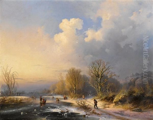 Winterlandschaft Mit Figurlicher Staffage Oil Painting by Charles van den Eycken I