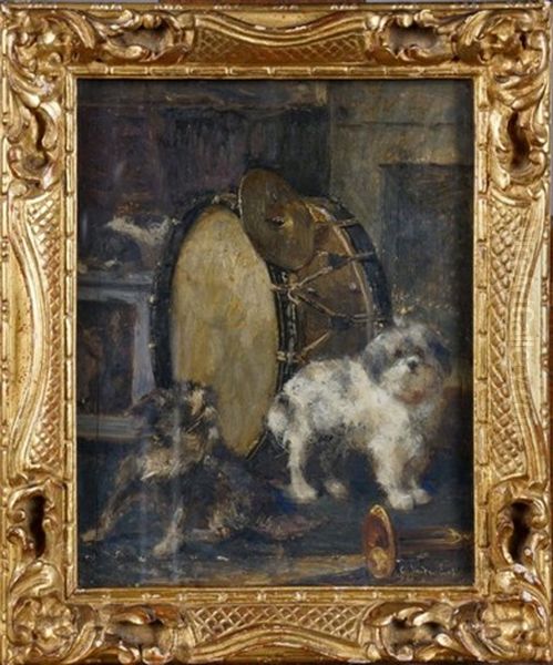 Chiens De Saltimbanque (date 1921) Oil Painting by Charles van den Eycken