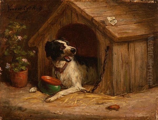 A Tiny Intruder Oil Painting by Charles van den Eycken