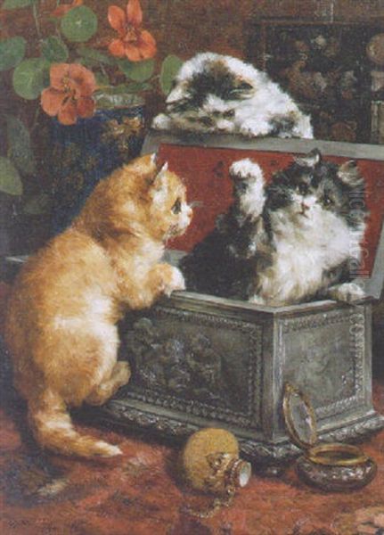 Mischevious Kittens by Charles van den Eycken