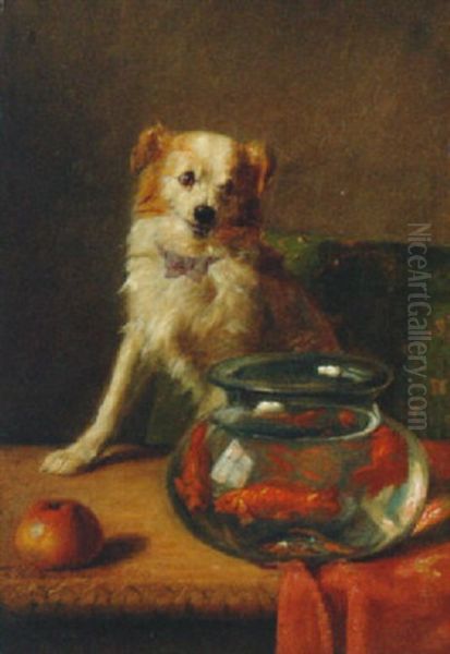 The Goldfish Bowl Oil Painting by Charles van den Eycken