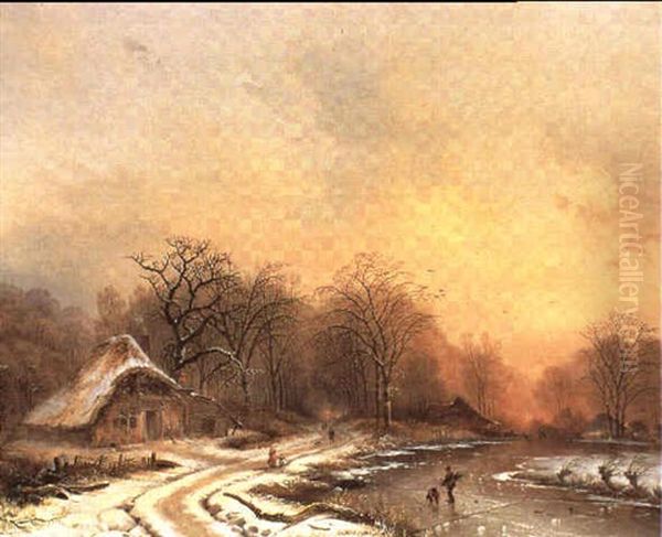 Plaisir D'hiver Oil Painting by Charles van den Eycken