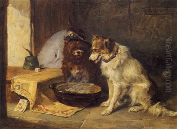 Zwei Hunde Oil Painting by Charles van den Eycken