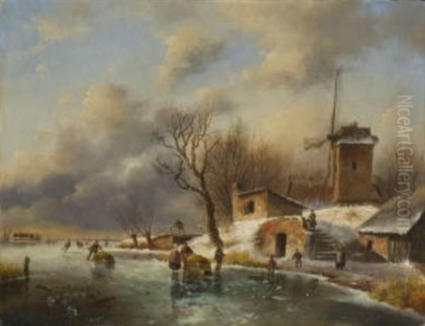 Eisvergnugen Oil Painting by Anton Julius C. Eymer