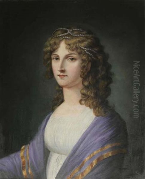 Portrait De Caroline Eynard Oil Painting by Charles Eynard Chatelain