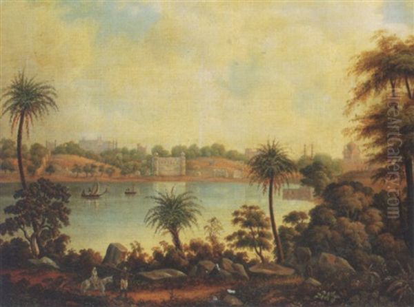 View Of The Lake At Bhopal Oil Painting by Vincent (Lt.) Eyre