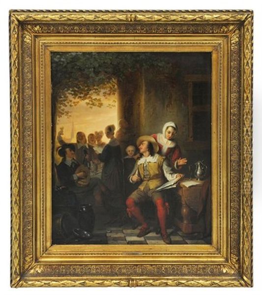 Tavern Scene Oil Painting by Robert van Eysden