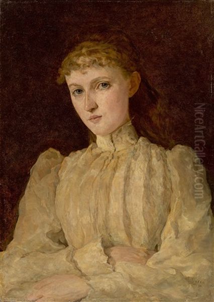 Portrait Of A Young Woman Oil Painting by Louis Eysen