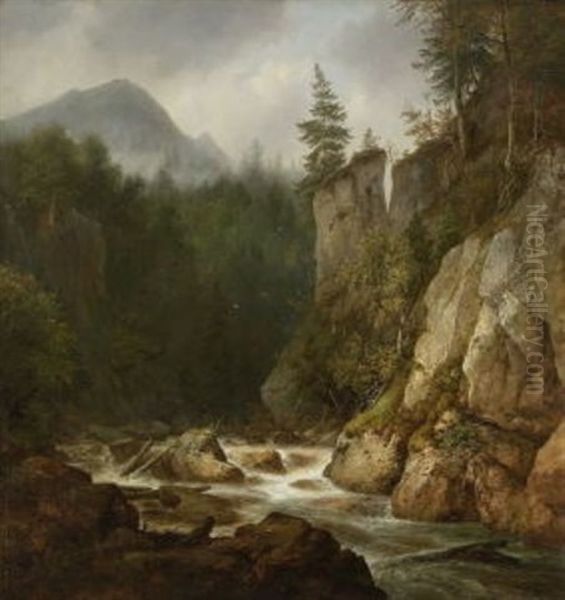 Gebirgsschlucht Oil Painting by Christian Friedrich Ezdorf