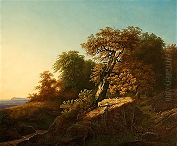 Pastoralt Landskap Med Herdar Oil Painting by Johann Christian Michael Ezdorf