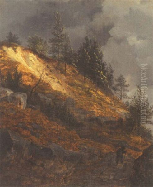 Landskabsmotiv Oil Painting by Johann Christian Michael Ezdorf