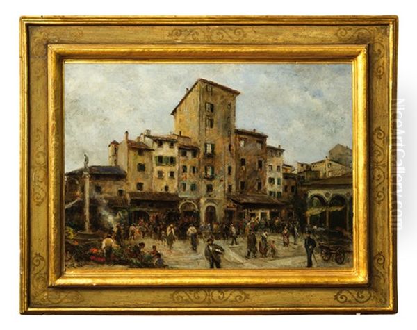 Piazza Del Mercato Vecchio A Firenze Oil Painting by Fabio Fabbi