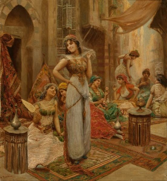 Harem Beauties At Market Oil Painting by Fabio Fabbi