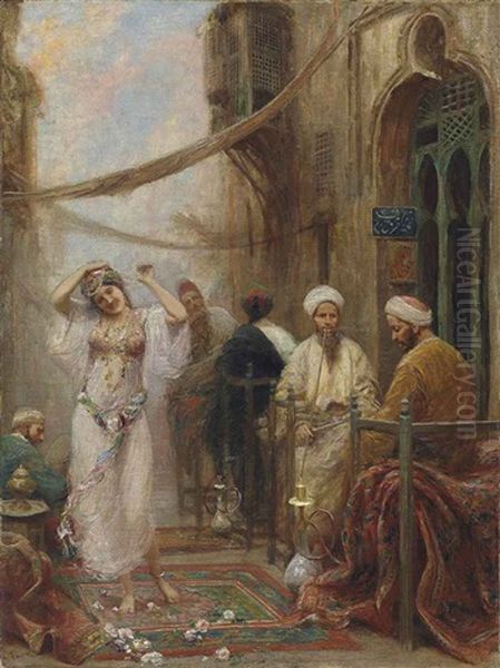 A Dancer In An Arabian Street Oil Painting by Fabio Fabbi