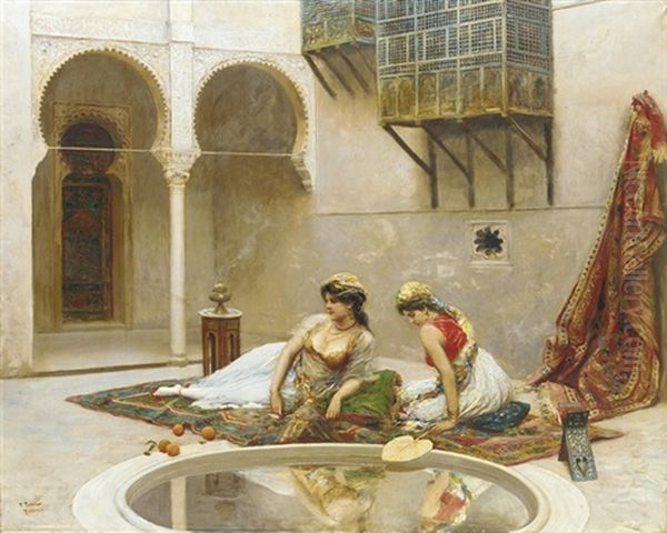 Dolce Far Niente: In The Courtyard Oil Painting by Fabio Fabbi