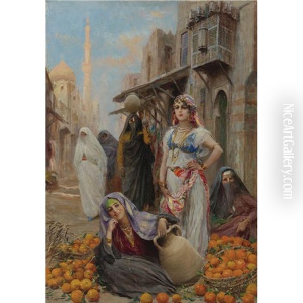 The Orange Seller Oil Painting by Fabio Fabbi