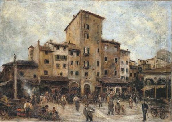 Firenze, Vecchio Mercato Oil Painting by Fabio Fabbi