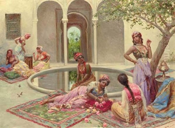 Afternoon In The Harem Oil Painting by Fabio Fabbi