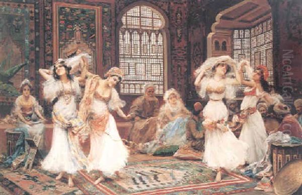 Dancing Girls In The Harem Oil Painting by Fabio Fabbi