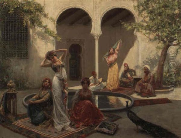 Divertissement Dans Un Patio Du Harem Oil Painting by Fabio Fabbi