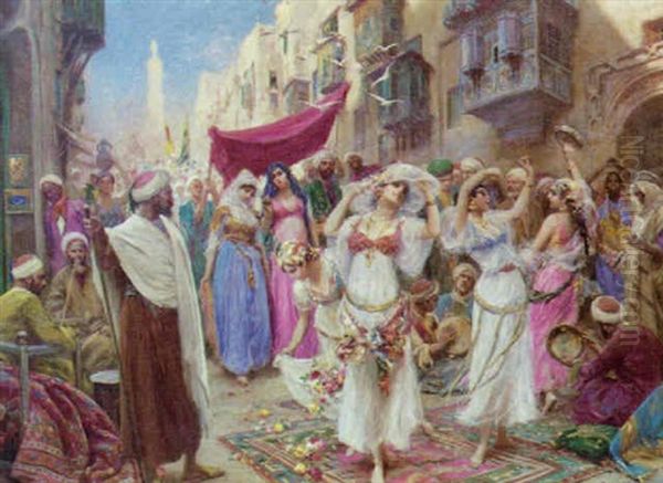 Arabian Village Festival Oil Painting by Fabio Fabbi