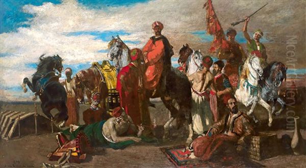 Orientalische Reiter Bei Der Rast Oil Painting by Otto Von Faber Du Faur