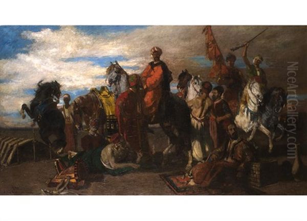 Orientalische Reiter Bei Der Rast Oil Painting by Otto Von Faber Du Faur