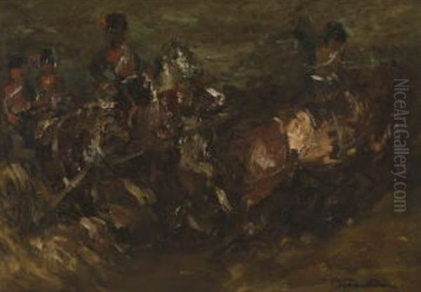 Auf Dem Weg In Die Schlacht (study) Oil Painting by Otto Von Faber Du Faur