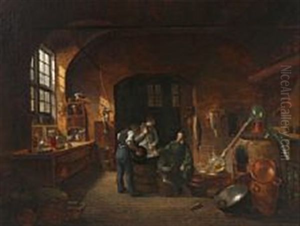 Svane Apotekets Laboratorium Oil Painting by Christoffer Faber