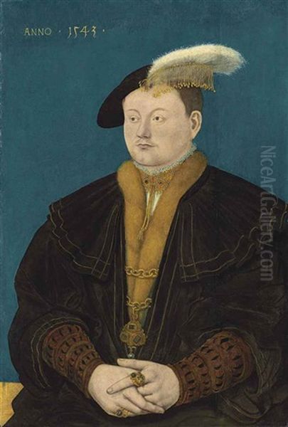 Portrait Of Friedrich Magnus I. Von Solms-laubach (1521-1561) Oil Painting by Conrad (von Creuznach) Faber