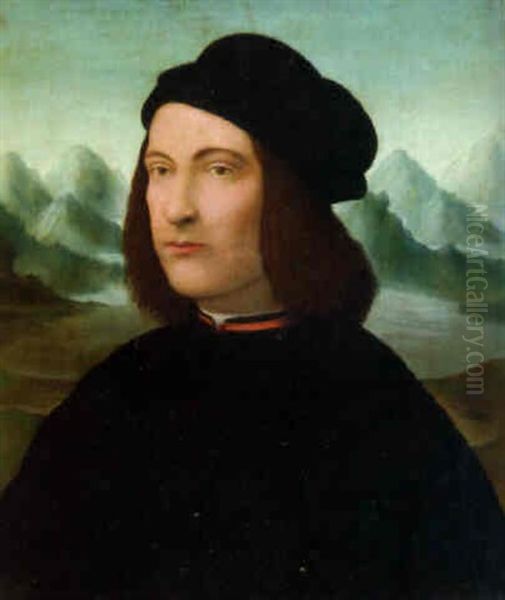 Portrait Of A Young Gentleman, Bust-length, In Black Costume And A Hat Oil Painting by Conrad (von Creuznach) Faber