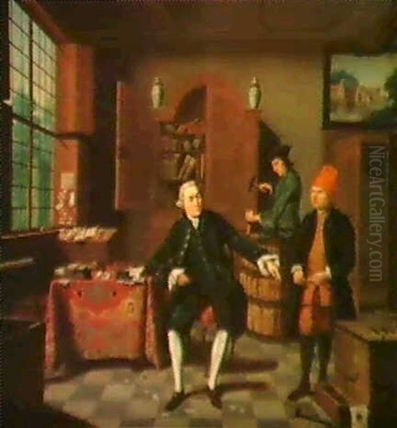 Im Kontor Des Tabakhandlers Oil Painting by Johann Faber