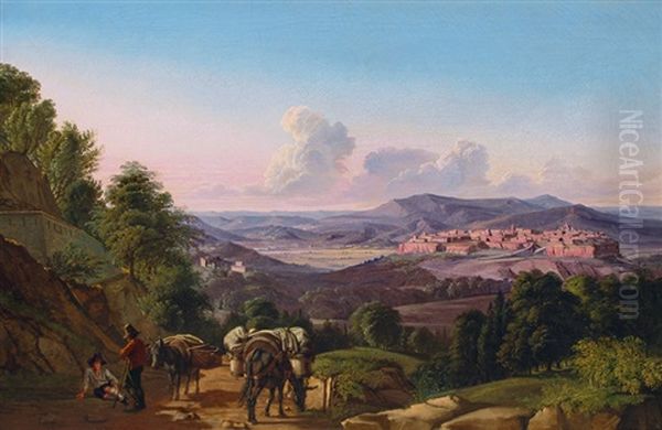 Panoramic View With Orvieto Oil Painting by Johann Joachim Faber