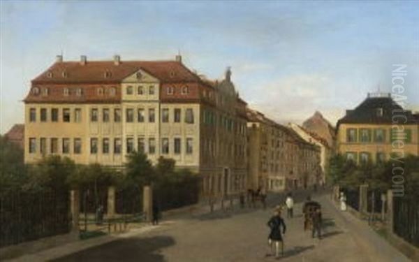 Dresden - Blick In Die Seegasse Oil Painting by Karl Gottfried Traugott Faber