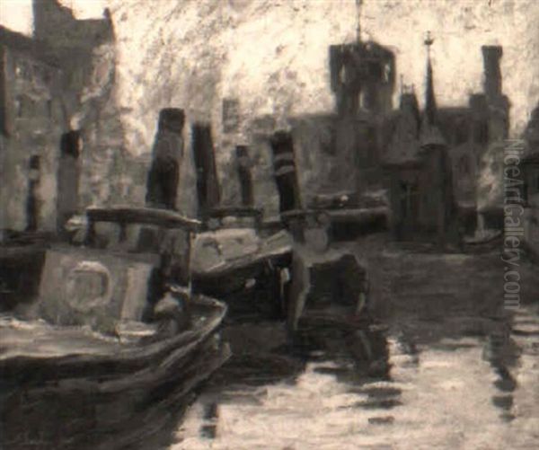 Hafenansicht - Spree Oil Painting by Max Fabian