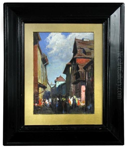 Krakow Na Kazimierzu Oil Painting by Stanislaw Poraj Fabijanski