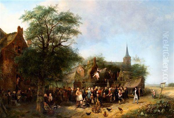 Koorddanseres Als Attractie Op Een Boerendorpsfeest Oil Painting by Jan Fabius