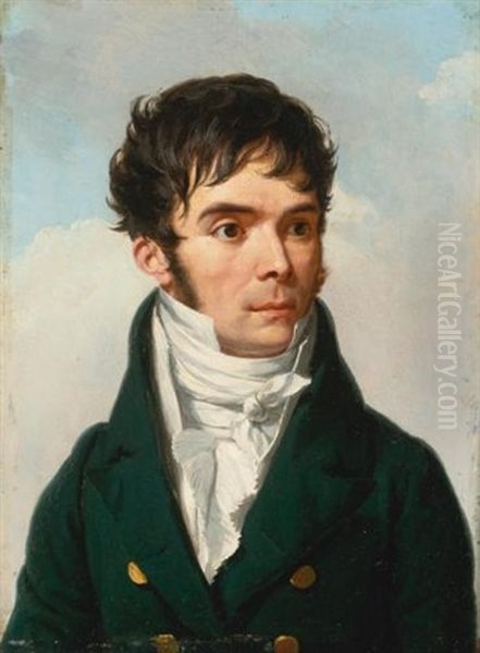 Portrait Of A Gentleman, Head And Shoulders, Wearing A Black Coat And White Shirt Oil Painting by Francois-Xavier Fabre