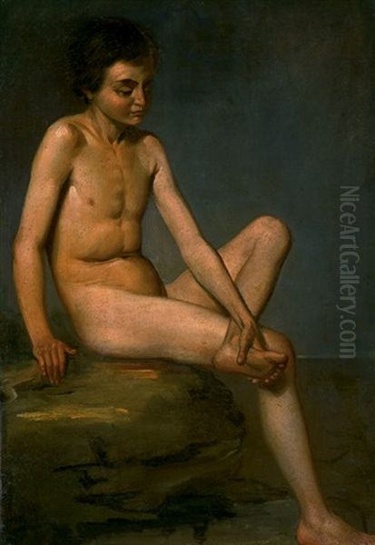 Aktstudie Eines Sitzenden Knaben Oil Painting by Francois-Xavier Fabre