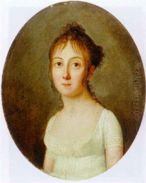 Portrait Of A Lady In A White Dress by Francois-Xavier Fabre