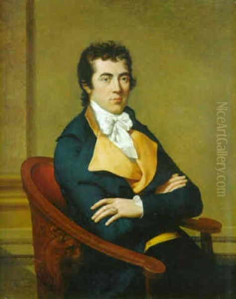 Portrait Of Henry Richard Vassall Fox, 3rd Lord Holland, Seated Oil Painting by Francois-Xavier Fabre