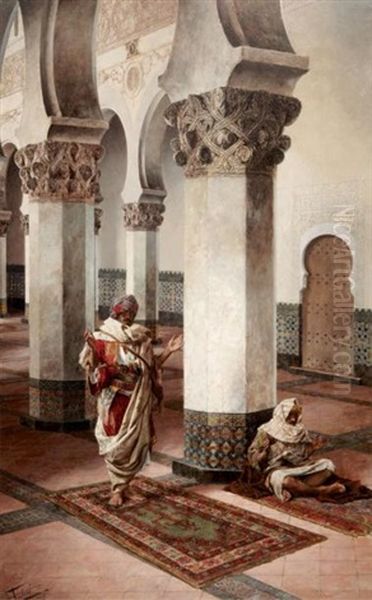 Maures En Prieres Dans Une Mosquee Oil Painting by Antonio Maria Fabres Y Costa