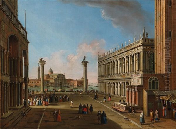 The Piazzetta Looking Towards San Giorgio Maggiore Oil Painting by Jacopo Fabris