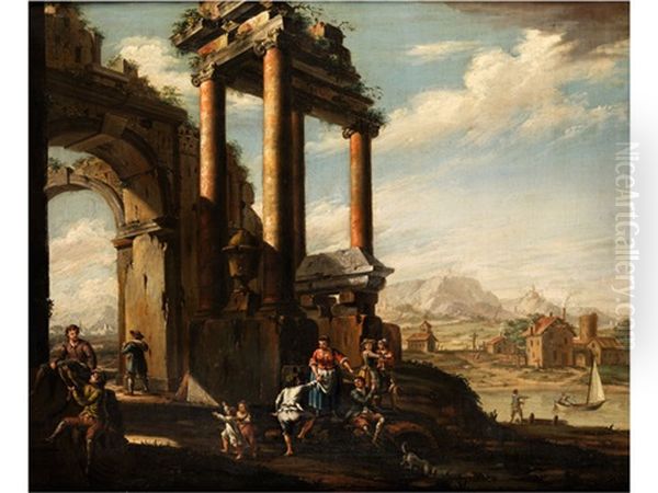 Sudliche Fantasielandschaft Mit Ruinencapriccio Oil Painting by Jacopo Fabris