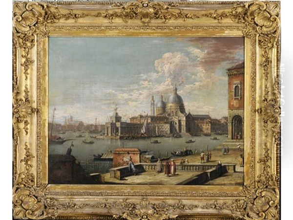 Venice: The S. Maria Della Salute, With Figures At The Waterfront Oil Painting by Jacopo Fabris