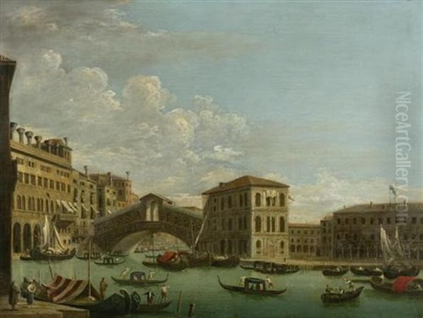 Ansicht Auf Venedig Mit Rialtobrucke Und Dem Palazzo Camerlenghi Oil Painting by Jacopo Fabris