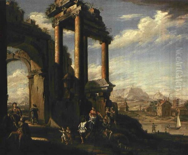 Capriccio Architettonico Con Figure Oil Painting by Jacopo Fabris