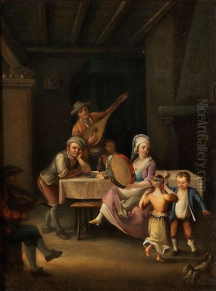 Hauskonzert Mit Tanzendem Kinderpaar Oil Painting by Pietro Fabris