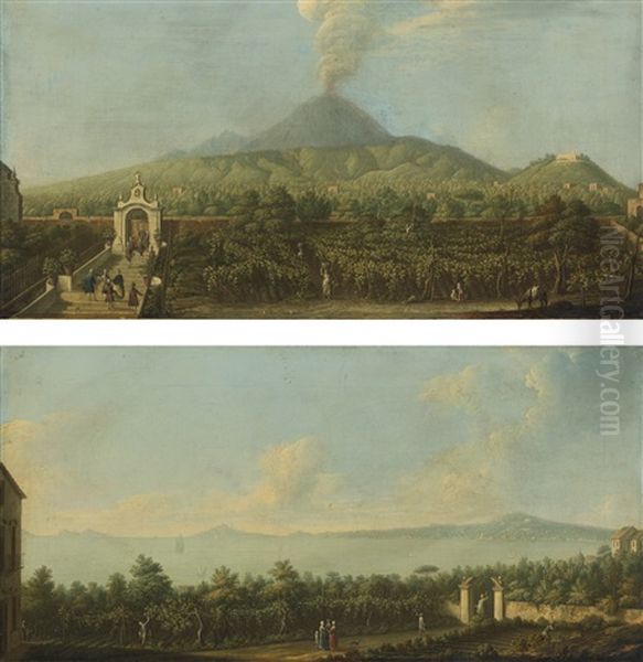 Views Of William Hamilton's Villa, The Villa Angelica, Naples (2 Works) by Pietro Fabris