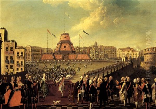 Fete At Naples On The Occasion Of The Marriage Of The King To The Archduchess Maria Carolina Of Austria In 1768 Oil Painting by Pietro Fabris